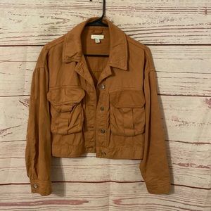 Topshop cropped blush denim jacket